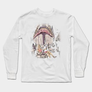 blonde in Paris with a cat Long Sleeve T-Shirt